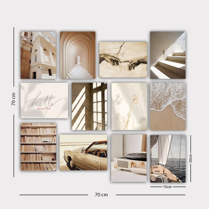 Wallity Set de 12 Cuadros Decorativos Multicolor en MDF